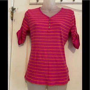 New no tag Ralph Lauren pink knit top with orange strip